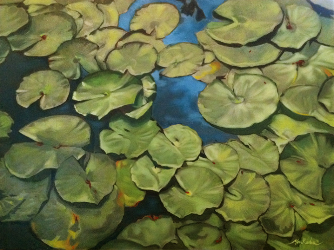 670x503 Painting - Lily Pad Painting