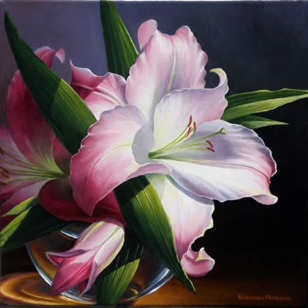 450x450 Pink Lily, Oil Painting. Varvara Harmon Oil Florales - Lily Painting