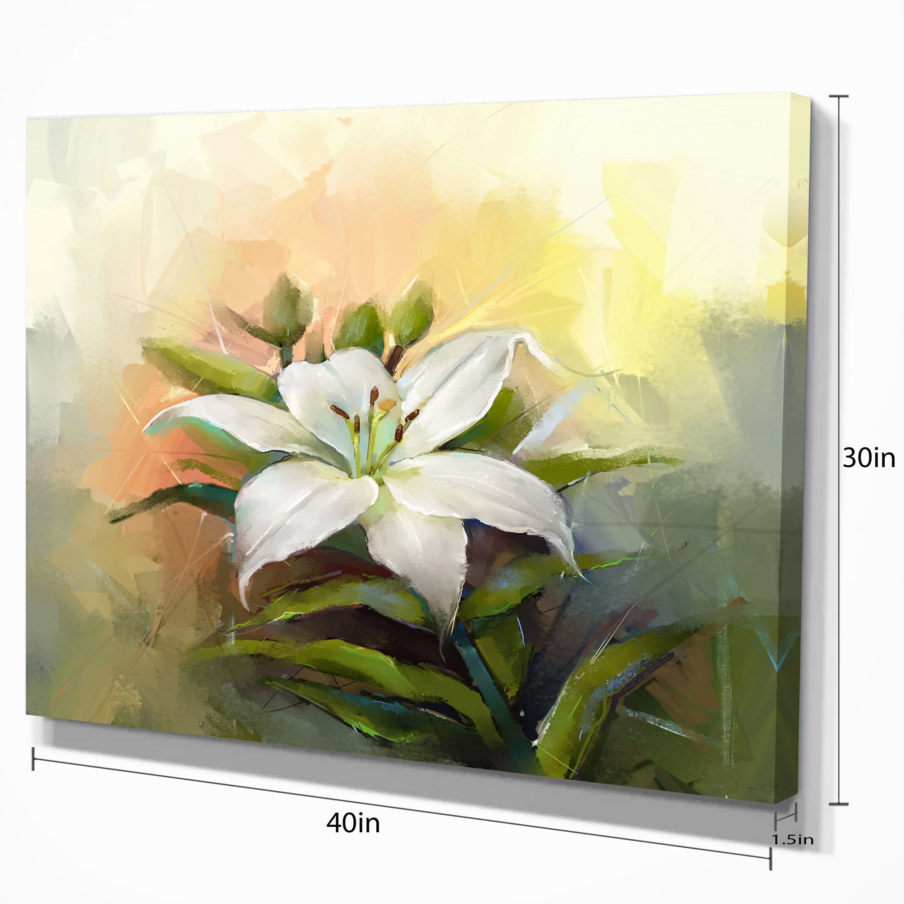 3000x3000 Shop White Lily Flower Oil Painting' Modern Floral Wall Art Canvas - Lily Painting