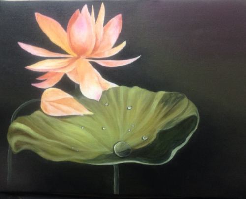 500x404 Water Lily Acrylic Painting - Lily Painting