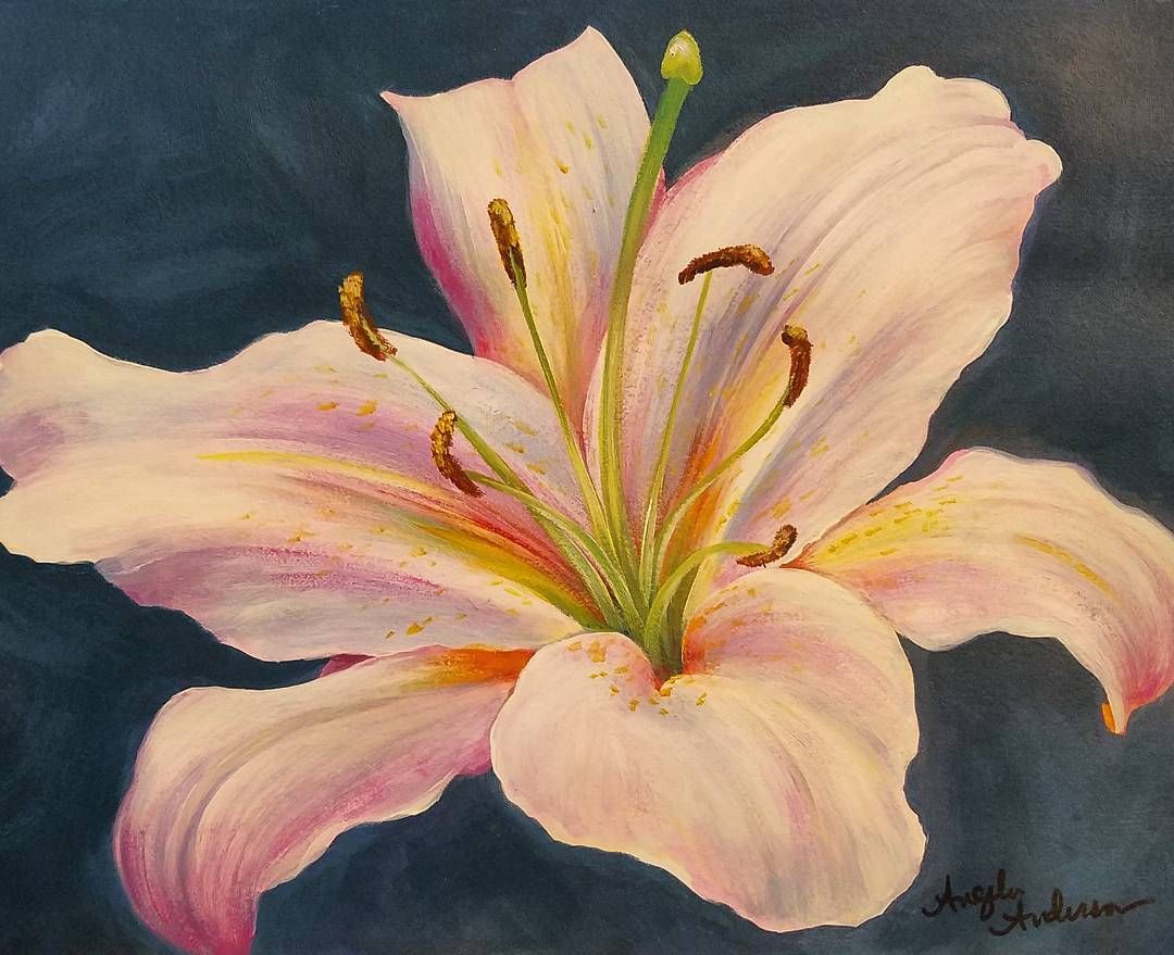 1080x879 Easter Lily Acrylic Painting Tutorial By Angela Anderson - Lily Painting
