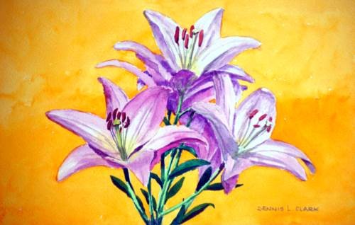 500x318 How To Paint Three Pink Lilies In Watercolor Online Art Lessons - Lily Painting