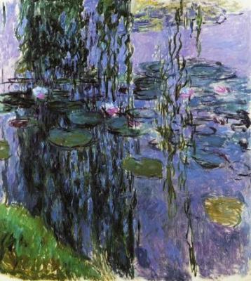 358x400 Monet Water Lilies, Agapanthus Irises In Giverny, Water Garden - Lily Pond Painting