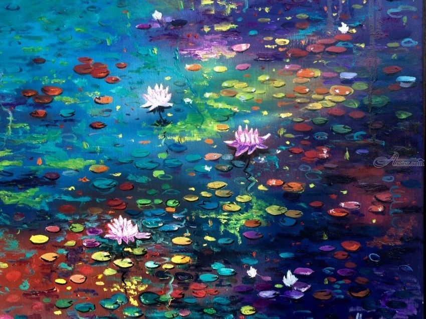850x637 Magic Lilies Pond Paintings By Inna Montano - Lily Pond Painting