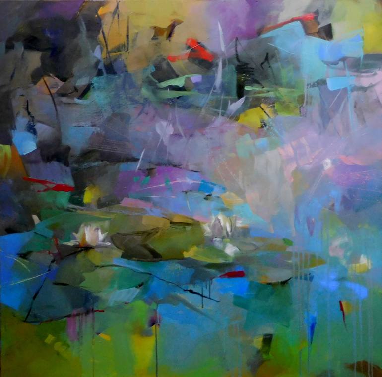 770x761 Saatchi Art Lily Pond Painting By Larissa Strunowa - Lily Pond Painting