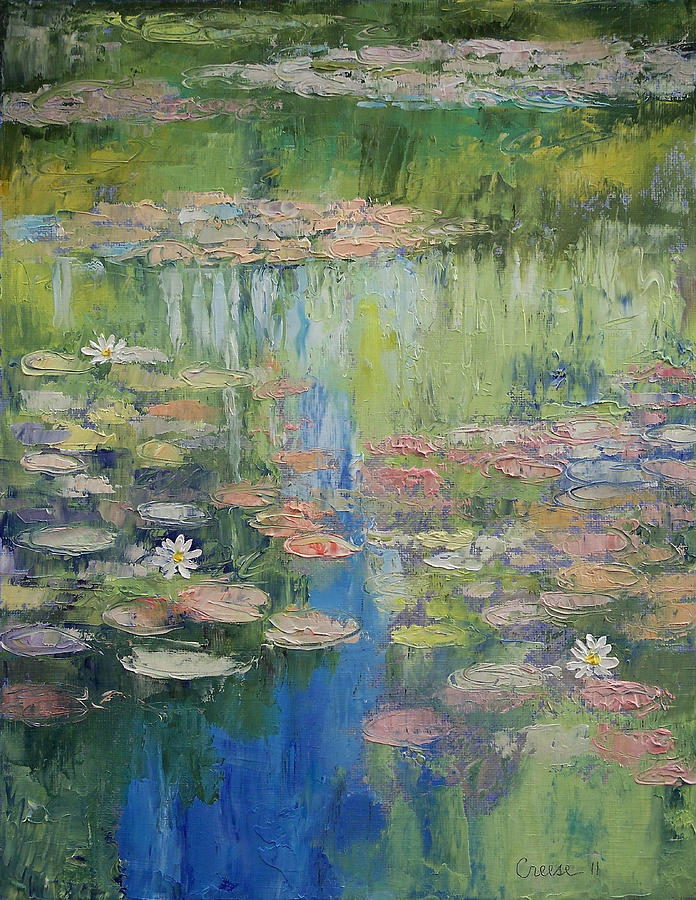 696x900 Water Lily Pond Painting By Michael Creese - Lily Pond Painting