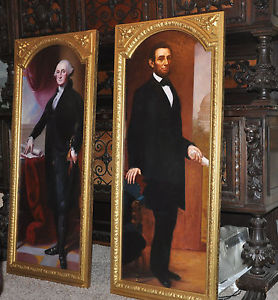 278x300 Museum Quality George Washington And Abraham Lincoln Paintings Ebay - Lincoln Painting