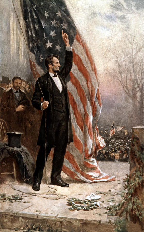 559x900 President Abraham Lincoln Giving A Speech Painting By War Is Hell - Lincoln Painting
