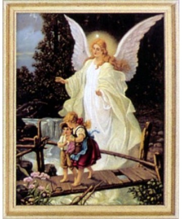 360x434 Guardian Angel Framed Picture By Lindberg - Lindberg Guardian Angel Painting