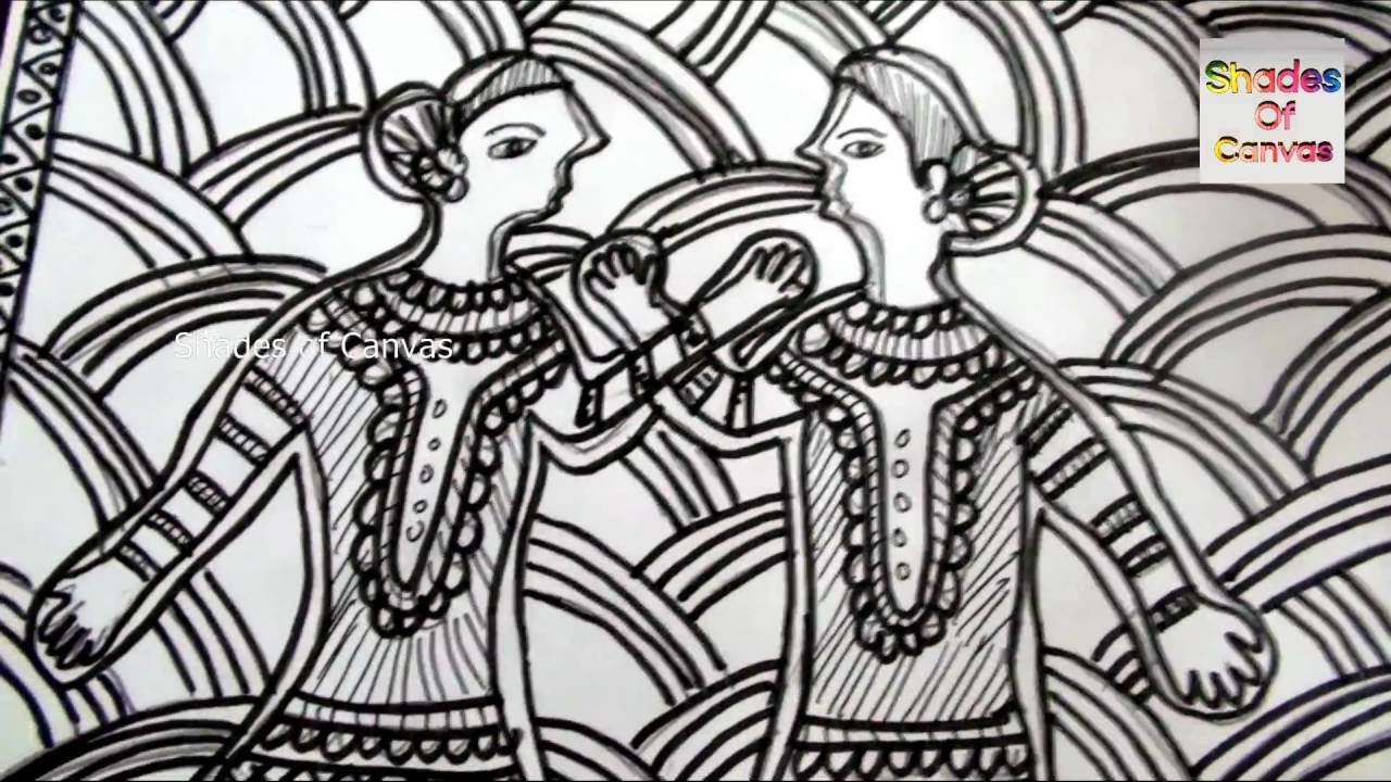 1280x720 Madhubani Painting - Line Art Painting