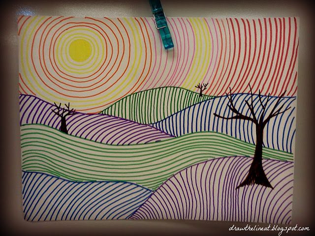 640x480 Draw The Line At Line Landscapes - Line Painting