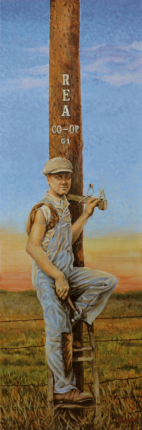500x1511 Young Lineman Ron Head Art - Lineman Painting