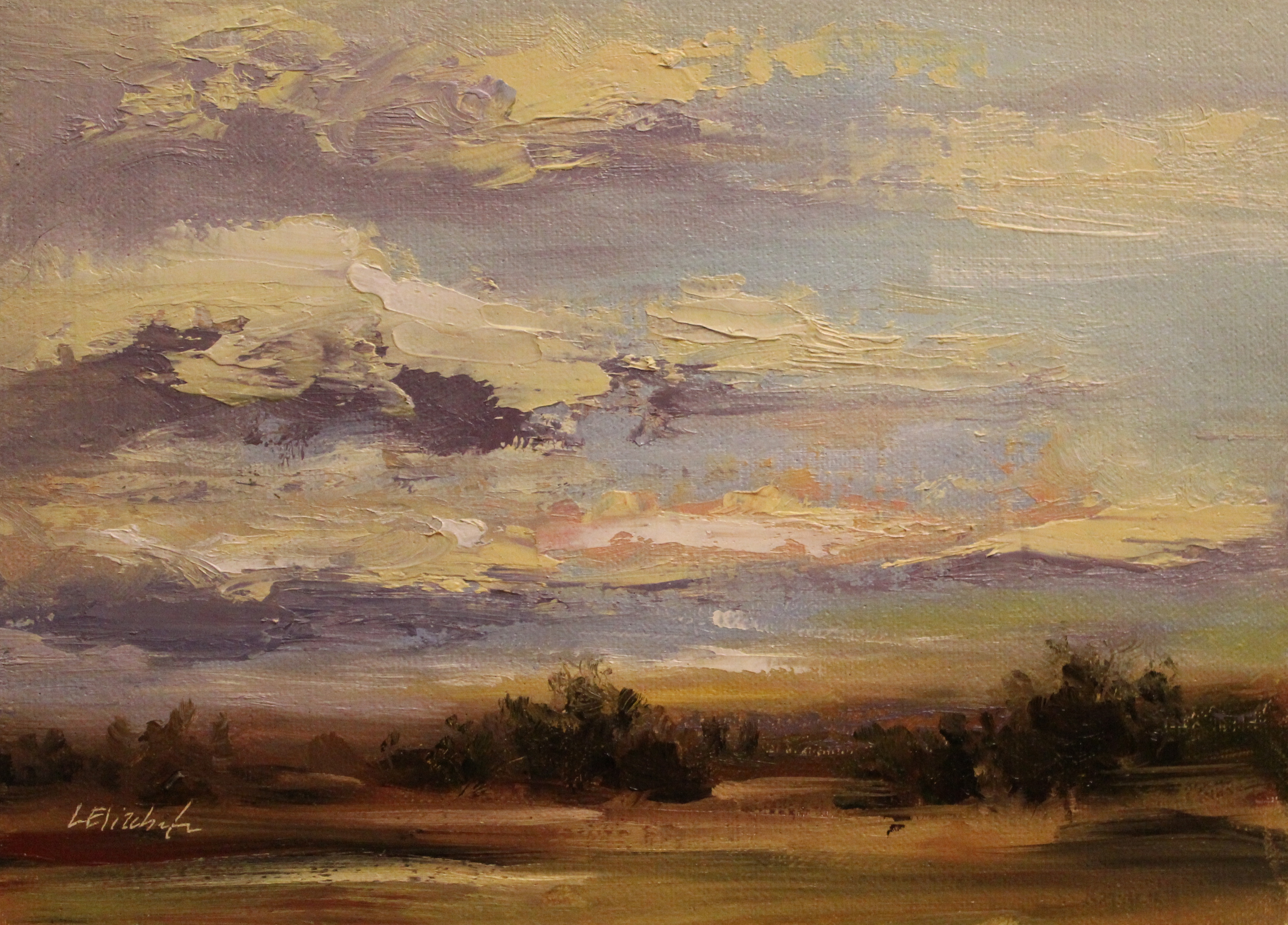 3914x2810 Landscape No5, 6x8 Original Oil Painting On Linen - Linen Painting