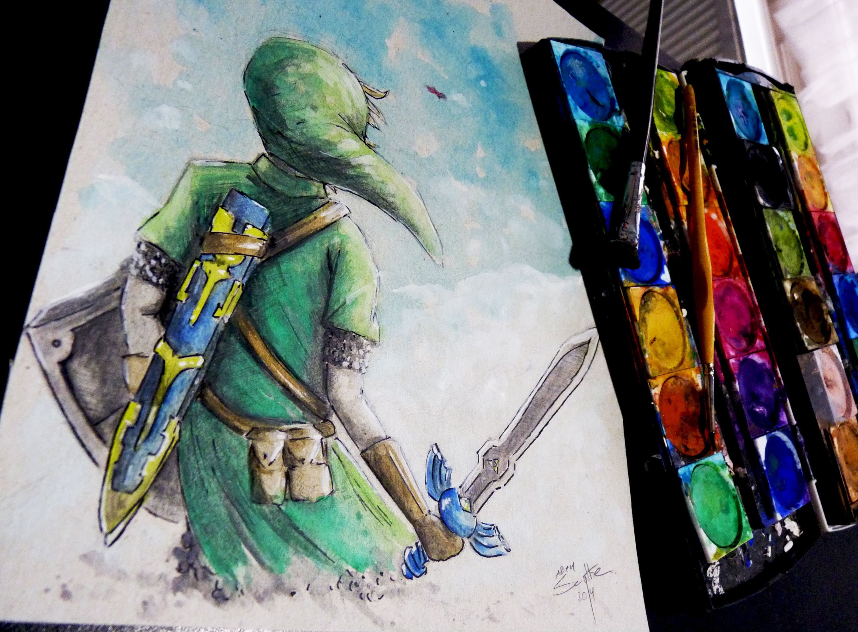 3000x2208 Legend Of Zelda Link Watercolor Time Lapse Painting - Link Painting