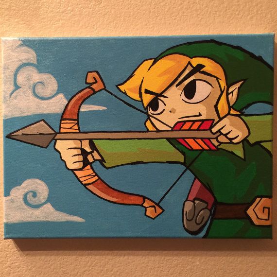 570x570 Link 9inx12in Canvas Painting Legend Of Zelda - Link Painting
