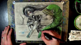 270x152 Amazing Link Vs. Dark Link Time Lapse Watercolor Painting Zelda - Link Painting