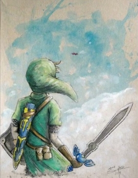 270x346 Beautiful Time Lapse Watercolor Painting Of Link Zelda Dungeon - Link Painting