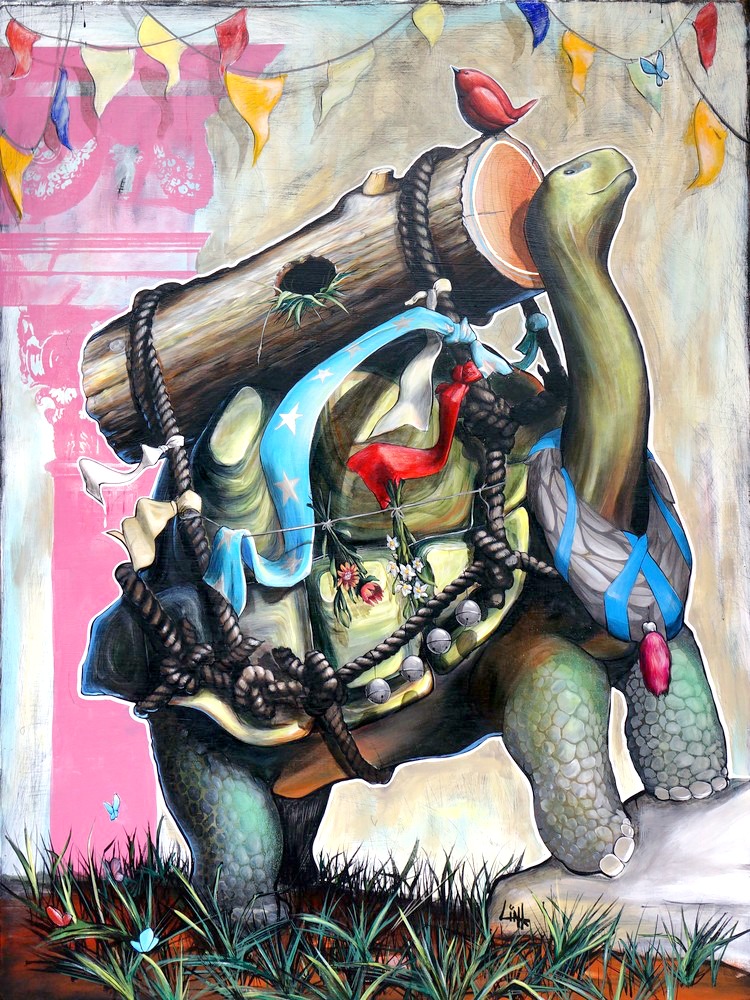 750x1000 Giant Tortoise Limited Edition Fine Art Print On Canvas - Link Painting