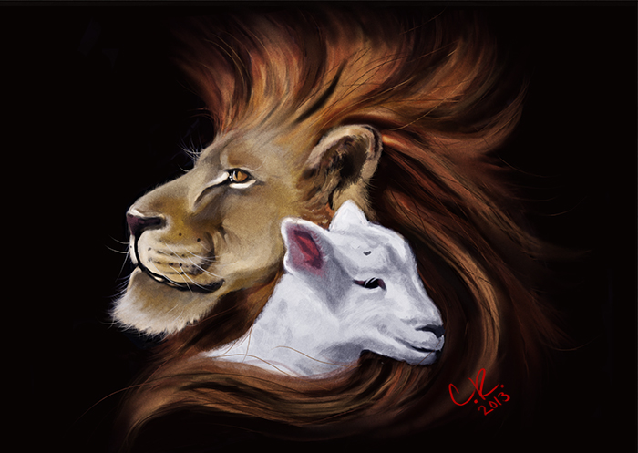 700x497 Lion And Lamb By Cobyricketts - Lion And Lamb Painting