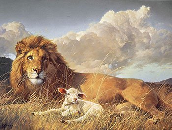 Lion And Lamb Painting at PaintingValley.com | Explore collection of ...