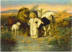 300x219 William Strutt Peace 1896 Painting Depicting Isaiah 116 7 Lion - Lion And Lamb Painting
