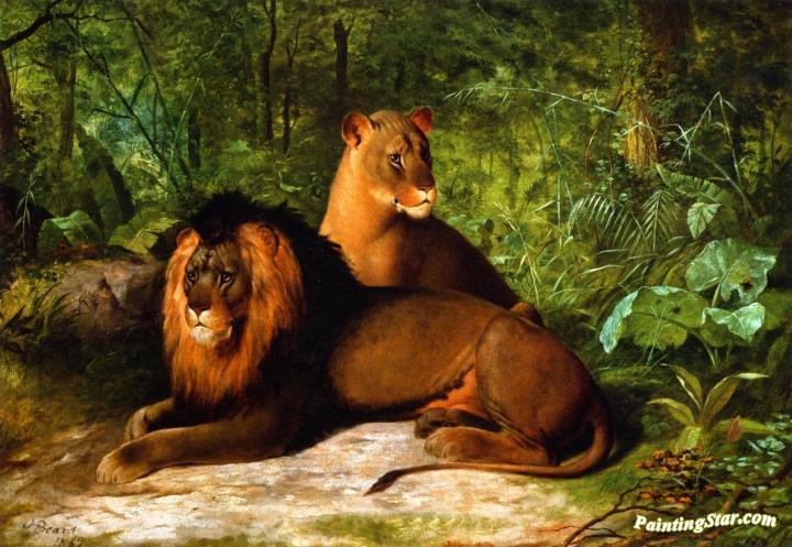 720x497 Lion And Lioness Artwork By James Henry Beard Oil Painting Amp Art - Lion And Lioness Painting