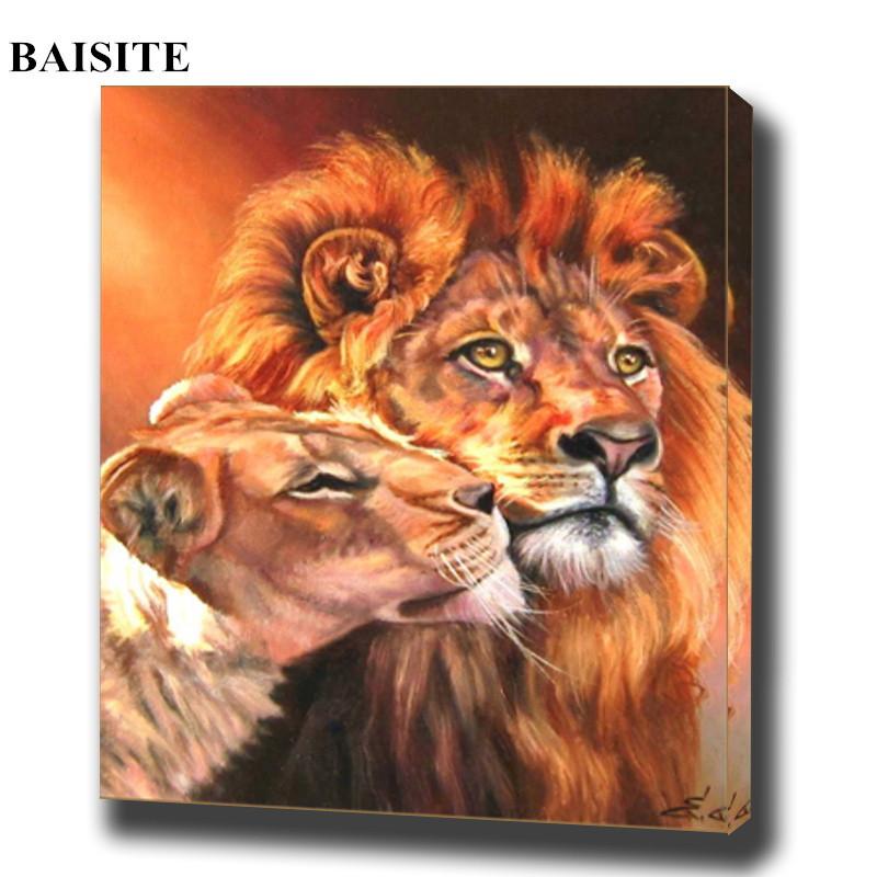 800x800 Painting By Numbers - Lion And Lioness Painting