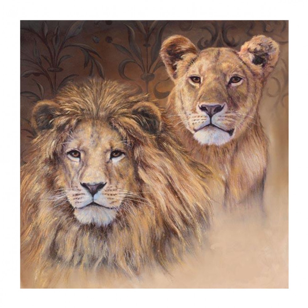 1000x1000 Painting Lion And Lioness - Lion And Lioness Painting