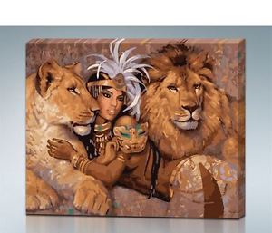 300x257 Wall Poster Hanging Canvas Print Goddess Egypt Lion Woman - Lion And Woman Painting