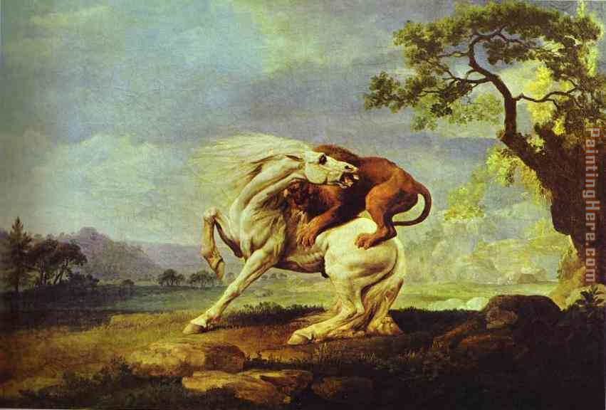 851x576 George Stubbs Horse Attacked By A Lion Painting Anysize 50% Off - Lion Art Painting
