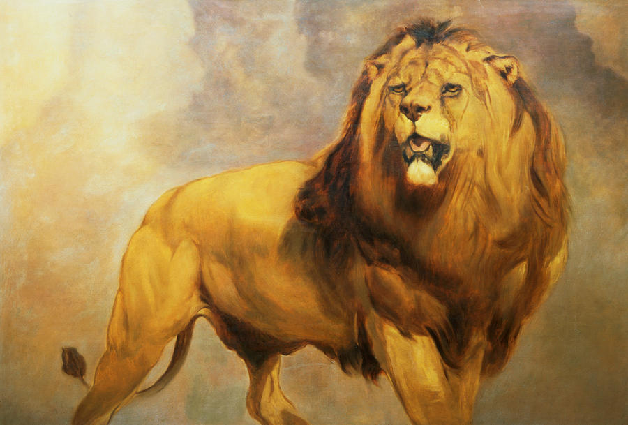 900x609 Lion Painting By William Huggins - Lion Art Painting