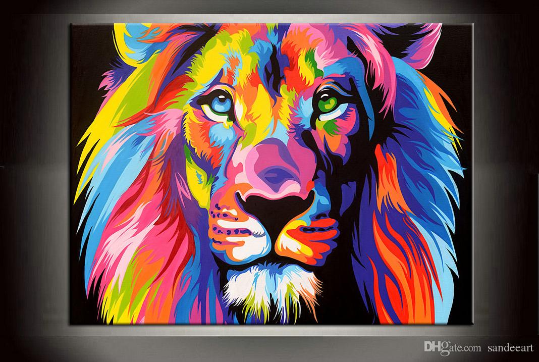 1068x717 2018 Modern Gift Colour Lion Painting Pictures Abstract Art Print - Lion Art Painting