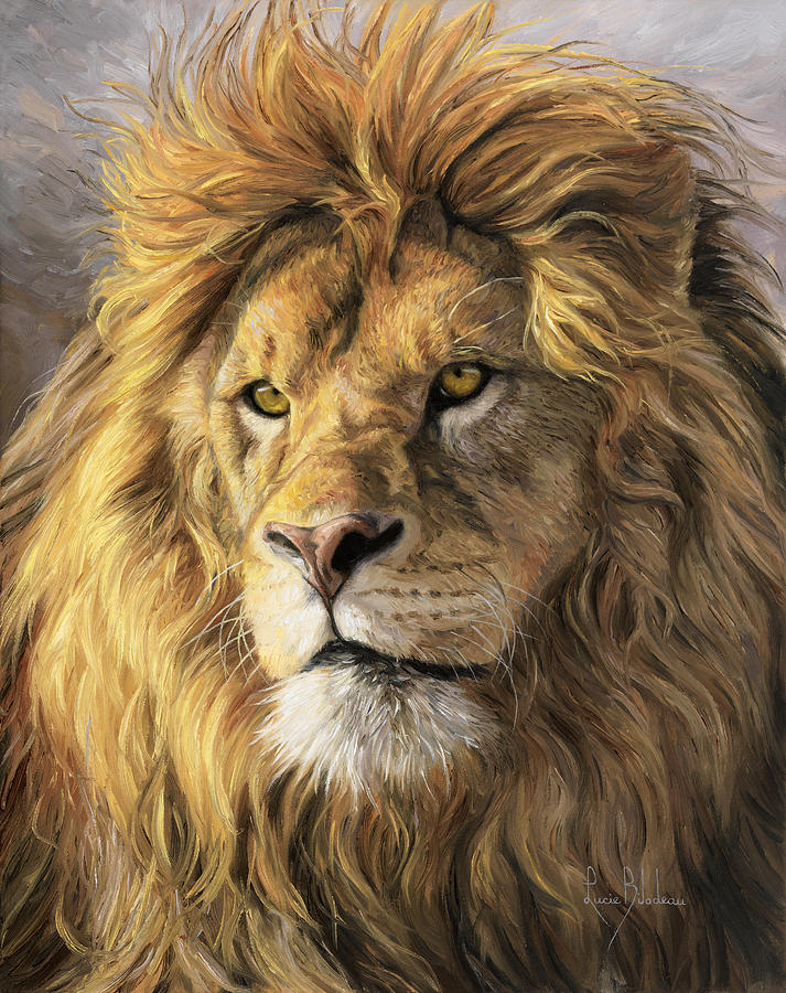 713x900 Portrait Of A Lion Painting By Lucie Bilodeau - Lion Art Painting