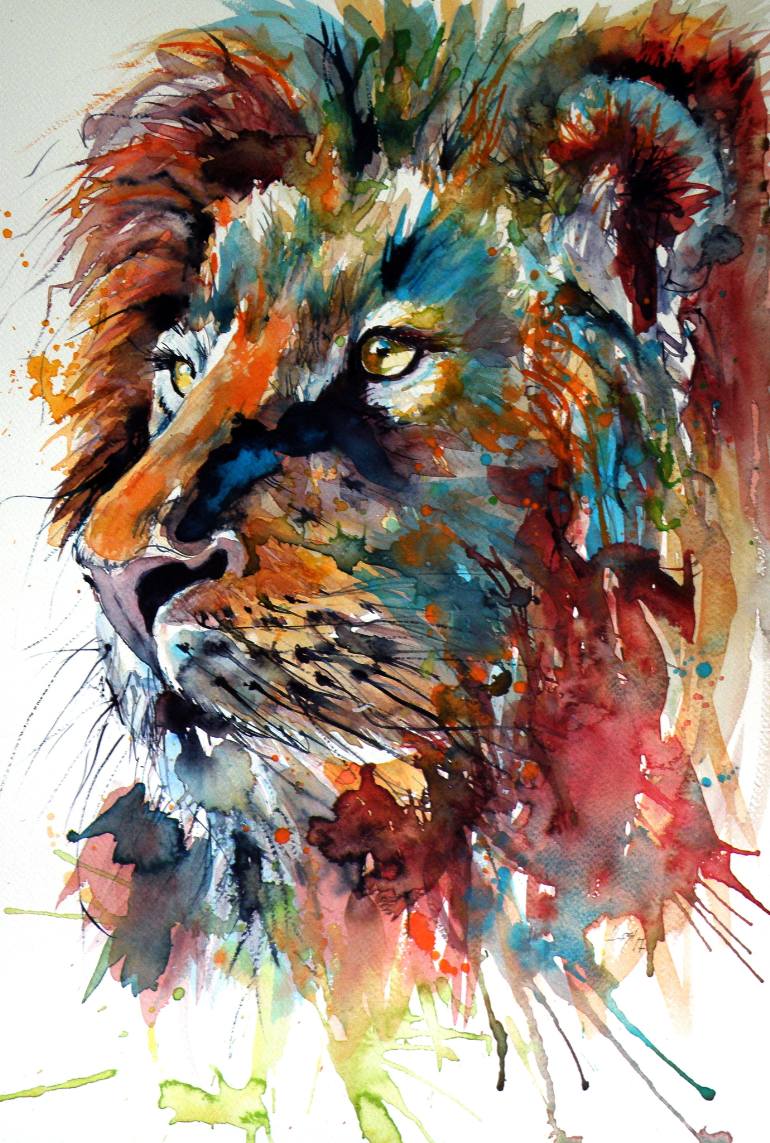 770x1143 Saatchi Art Lion Painting By Kovacs Anna Brigitta - Lion Art Painting