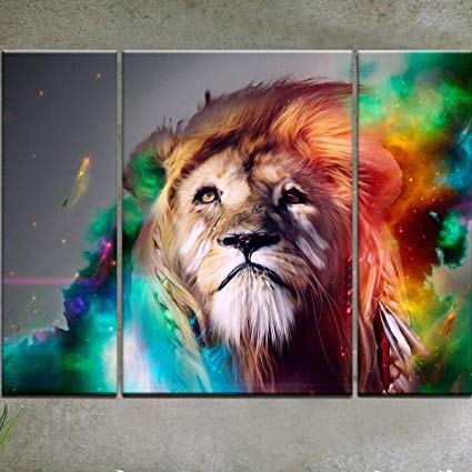 425x425 Rain Queen Modern Abstract Art Colorful Lion Oil - Lion Art Painting