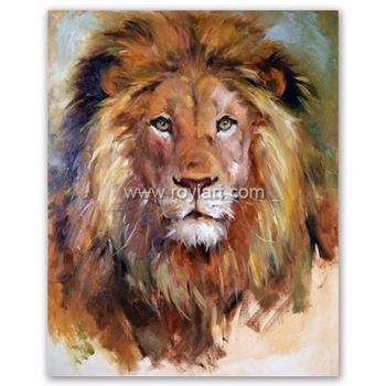 350x350 Handmade Modern African Savannah Animal Lion Canvas Oil Painting - Lion Canvas Painting