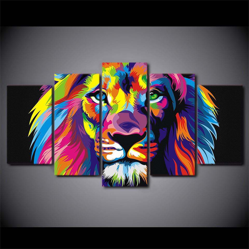 960x960 Painted Lion Canvas - Lion Canvas Painting