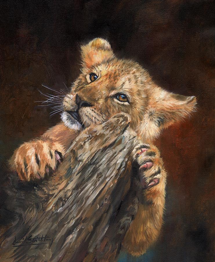 741x900 Lion Cub Painting By David Stribbling - Lion Cub Painting