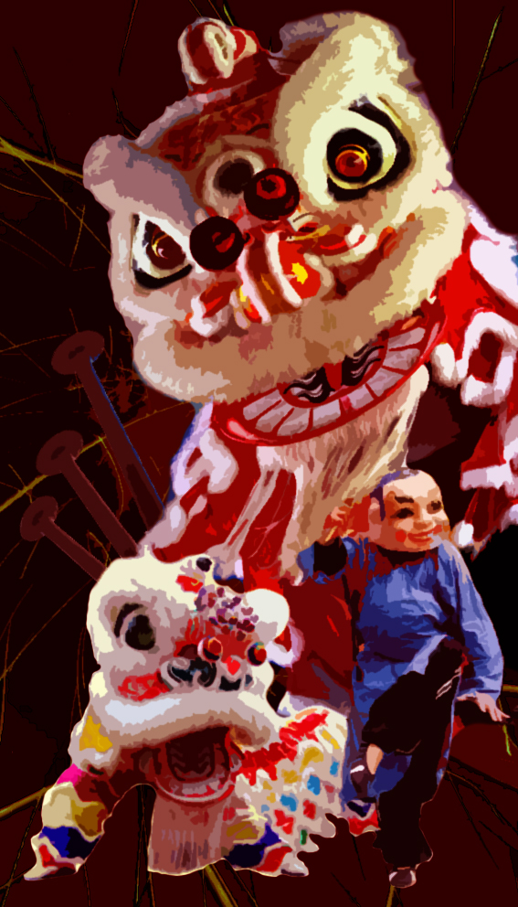 567x992 Painting - Lion Dance Painting