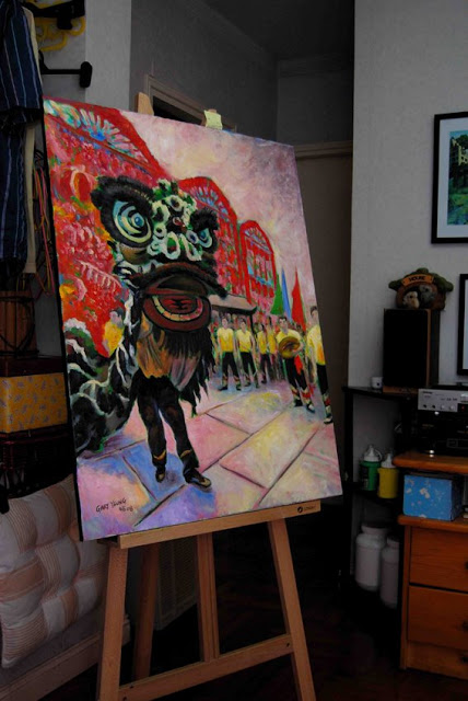 428x640 Sketching Hong Kong A Finished Painting On Sai Kung Lion - Lion Dance Painting