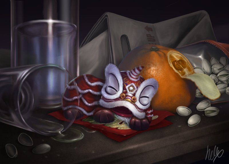 800x576 Baby Dancing Lion By Silverfox5213 - Lion Dance Painting