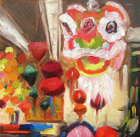 563x550 Chinese New Year Lion Dance Painting - Lion Dance Painting