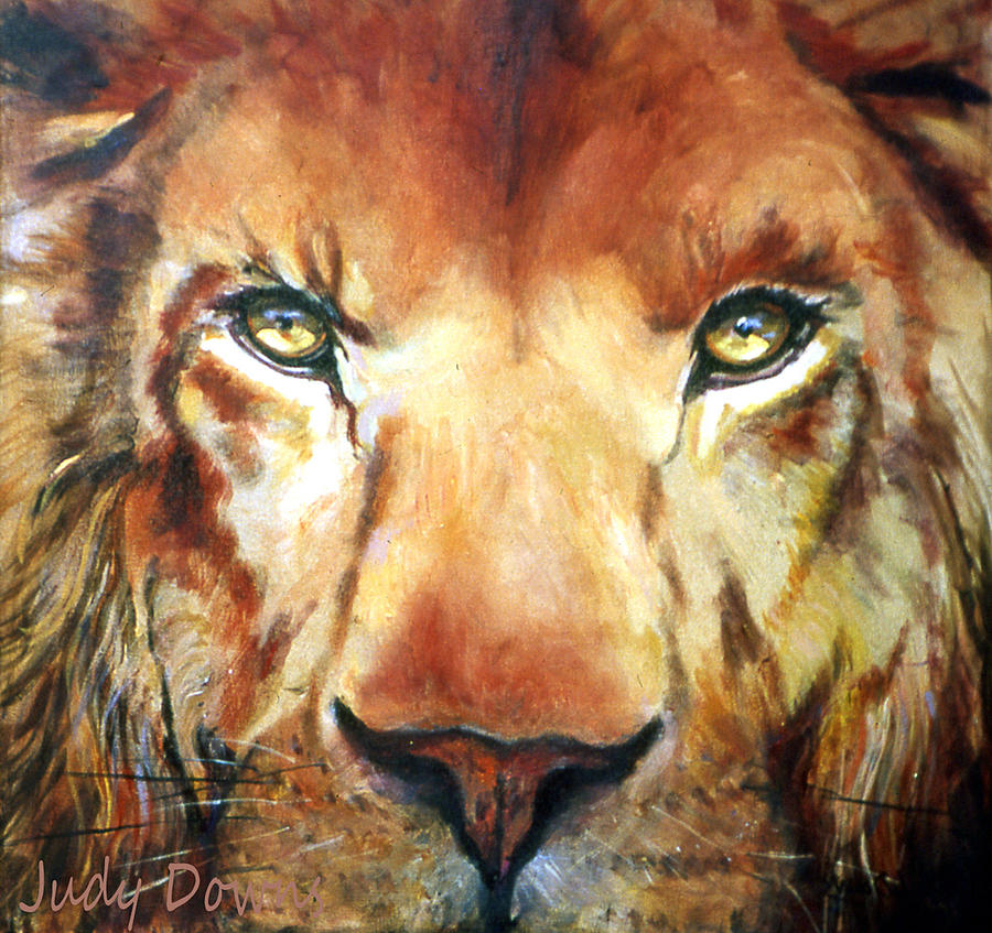 900x847 Lion Eyes Painting By Judy Downs - Lion Eyes Painting
