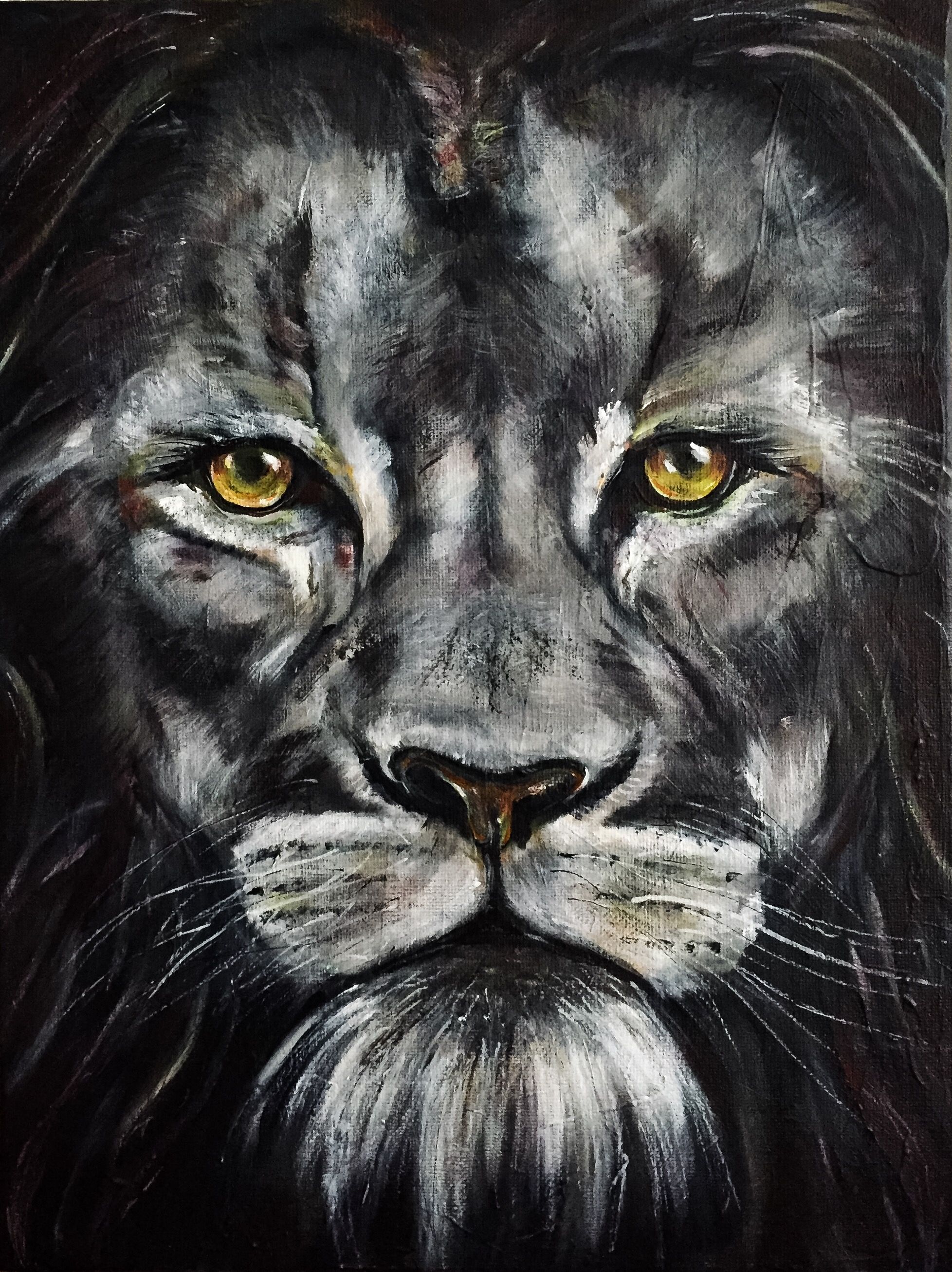 1956x2612 Lions Eyes Painting By Randy Etty 2018 - Lion Eyes Painting