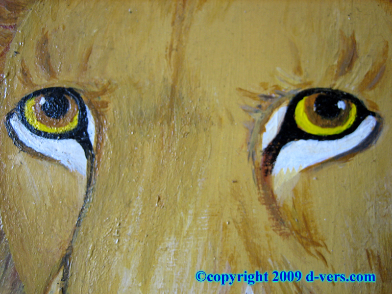800x600 Charles Wehringer Lion Oil Painting On Board New York Original - Lion Eyes Painting