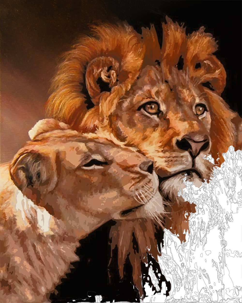 1000x1250 Family Portrait Of Lions Animal Paint By Numbers Say Hello - Lion Family Painting