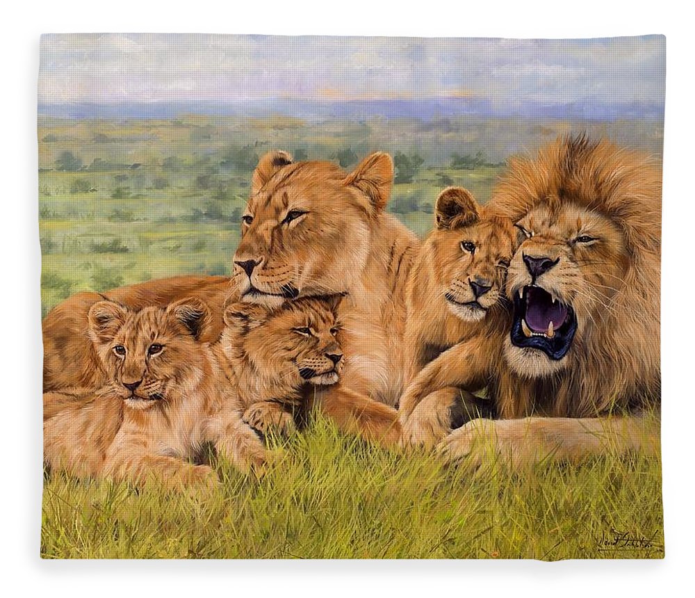 1000x860 Lion Family Fleece Blanket For Sale By David Stribbling - Lion Family Painting