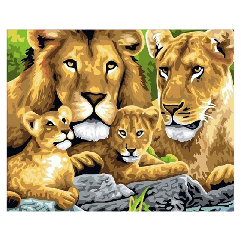800x800 2x(Paintworks Diy Oil Painting Paint By Number Kits Lion Family - Lion Family Painting