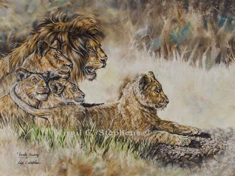 780x585 Family Bonding, South African Pride Of Lions Oil Painting Original - Lion Family Painting