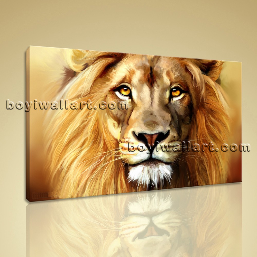 1000x1000 Large Lion Head Painting Abstract Oil Bedroom One Panel Art Print - Lion Head Painting